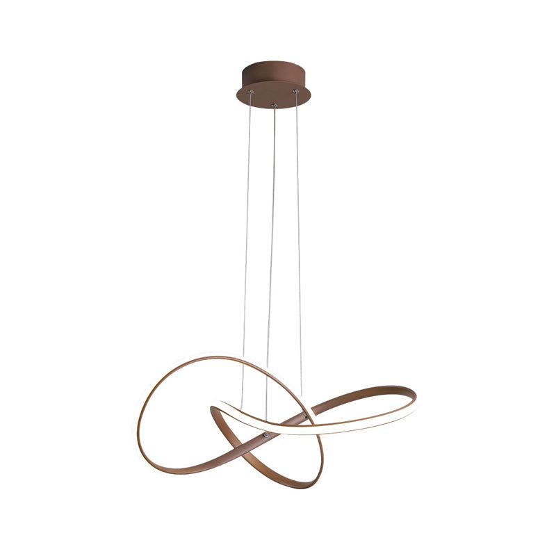 Contemporary Twine Metallic Ceiling Chandelier Led Pendant Lamp - 21’/25’ Wide Warm/White Light