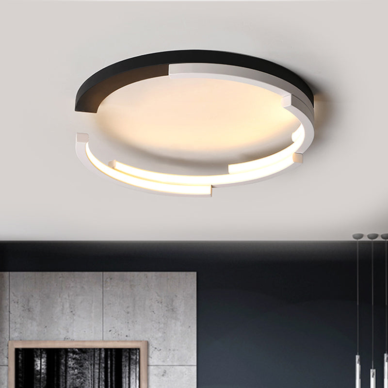 C - Shaped Led Flushmount Ceiling Light – Minimalist Acrylic 16’/19.5’ Wide Black/White 3 Color