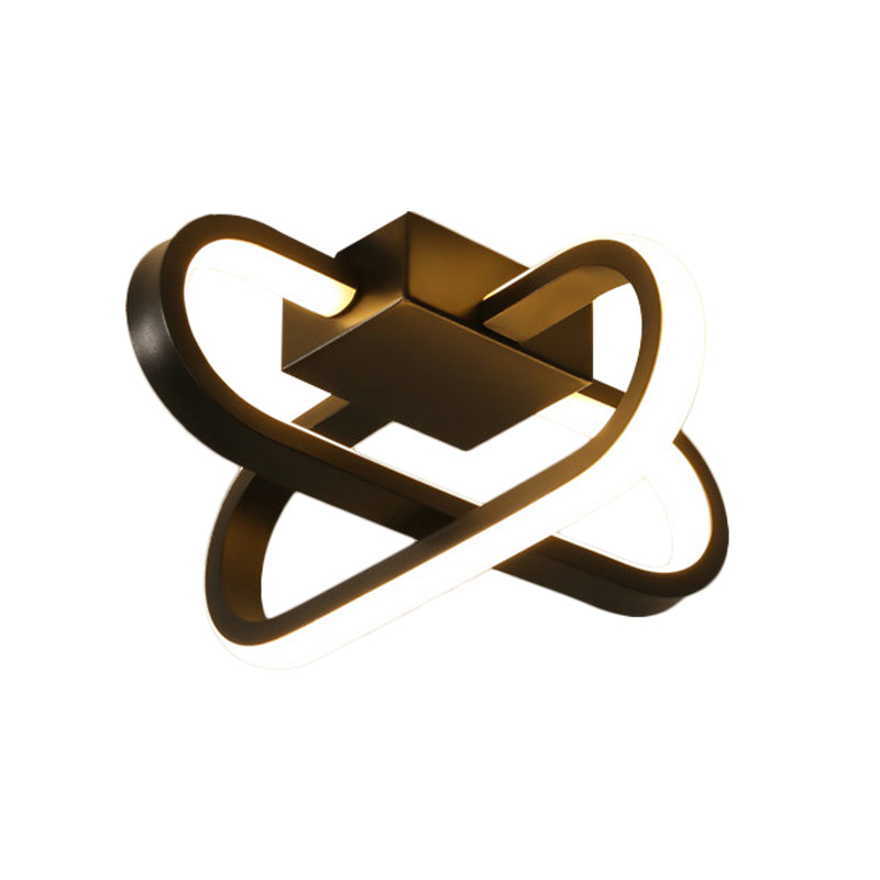 Modern Hotel Led Flush - Mount Ceiling Lamp In Black/White With Acrylic Shade - Warm/White Light