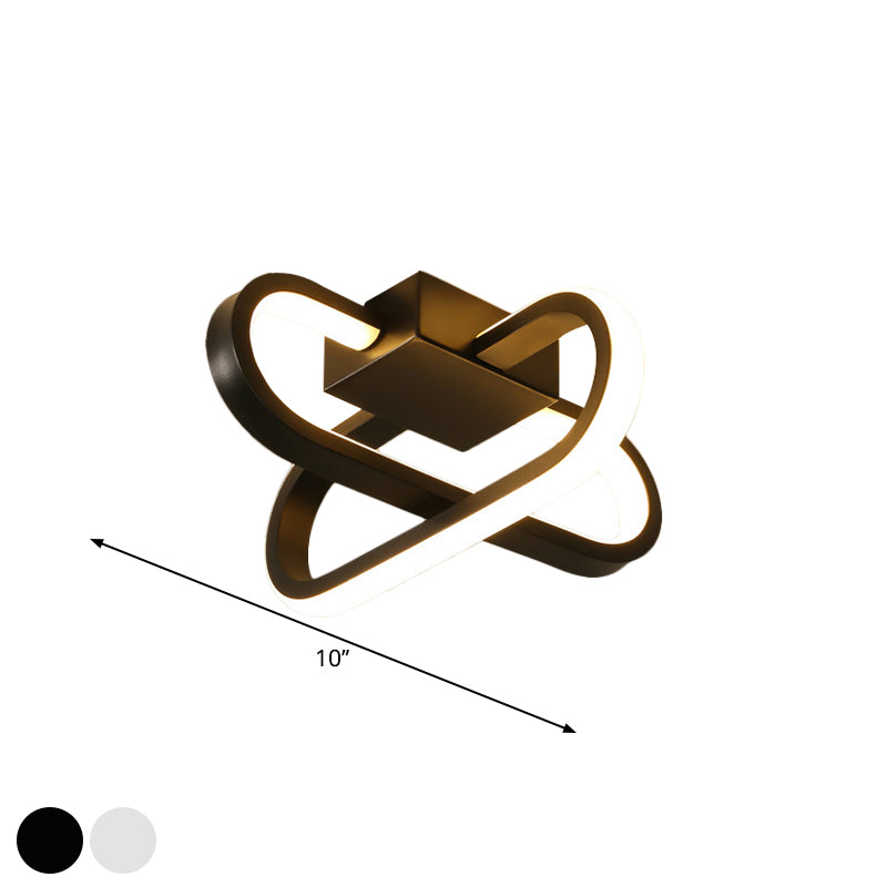 Modern Hotel Led Flush - Mount Ceiling Lamp In Black/White With Acrylic Shade - Warm/White Light