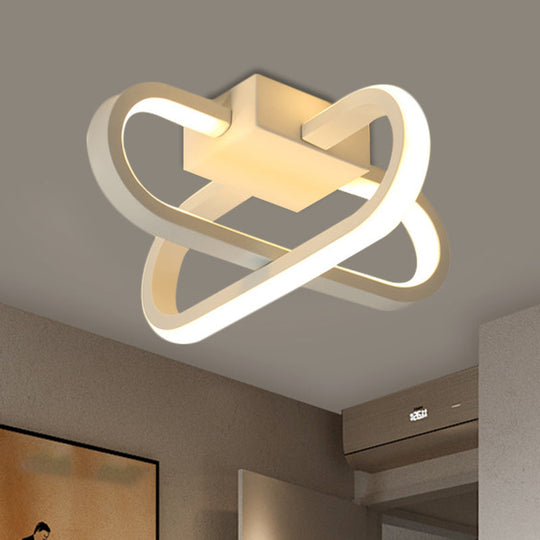 Modern Hotel Led Flush - Mount Ceiling Lamp In Black/White With Acrylic Shade - Warm/White Light