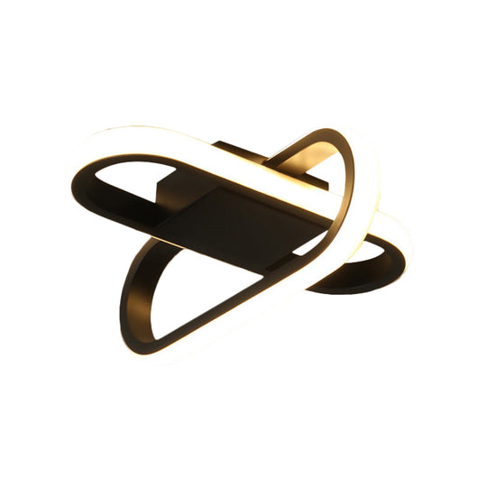 Modern Hotel Led Flush - Mount Ceiling Lamp In Black/White With Acrylic Shade - Warm/White Light