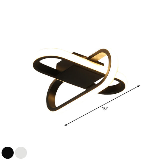 Modern Hotel Led Flush - Mount Ceiling Lamp In Black/White With Acrylic Shade - Warm/White Light