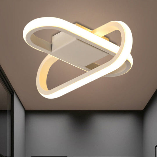 Modern Hotel Led Flush - Mount Ceiling Lamp In Black/White With Acrylic Shade - Warm/White Light