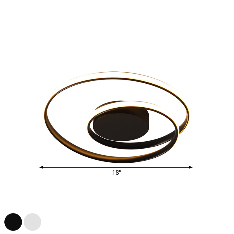 Contemporary Led Ceiling Flush Mount In Black/White - 18/23.5 Wide With Warm/White Light