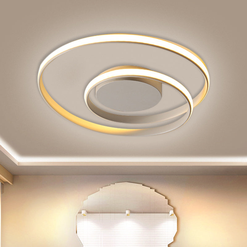 Contemporary Led Ceiling Flush Mount In Black/White - 18/23.5 Wide With Warm/White Light