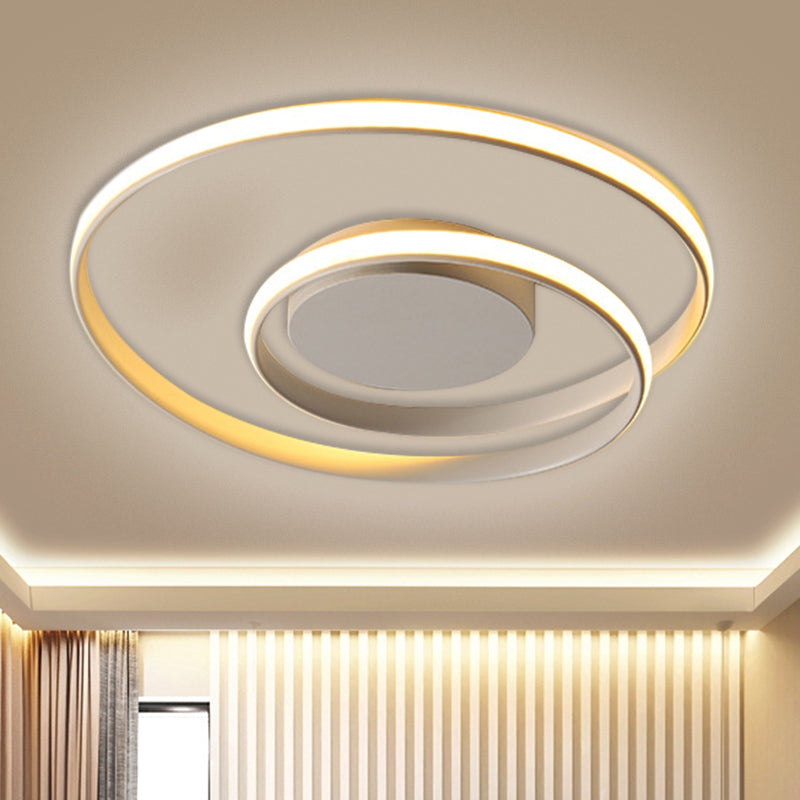 Contemporary Led Ceiling Flush Mount In Black/White - 18/23.5 Wide With Warm/White Light