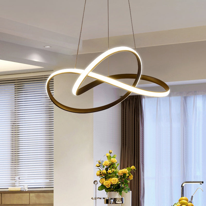 Contemporary Led Chandelier Black/White Ceiling Lamp With Metallic Shade In Warm/White Light Pendant