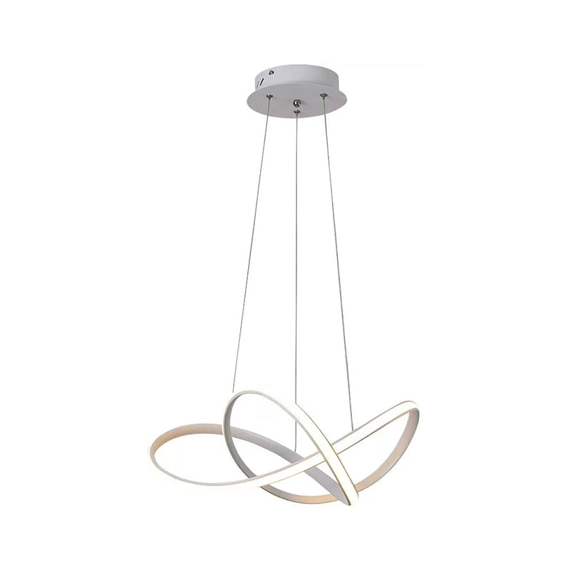 Contemporary Led Chandelier Black/White Ceiling Lamp With Metallic Shade In Warm/White Light Pendant
