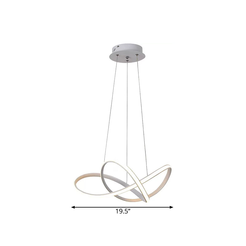 Contemporary Led Chandelier Black/White Ceiling Lamp With Metallic Shade In Warm/White Light Pendant