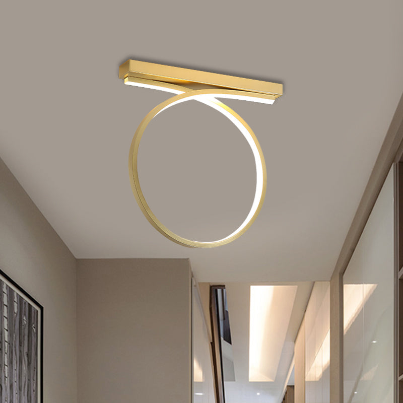 Black/Gold Flush Mount Ceiling Light Simplicity Metal Led Flushmount (Warm/White Light) For
