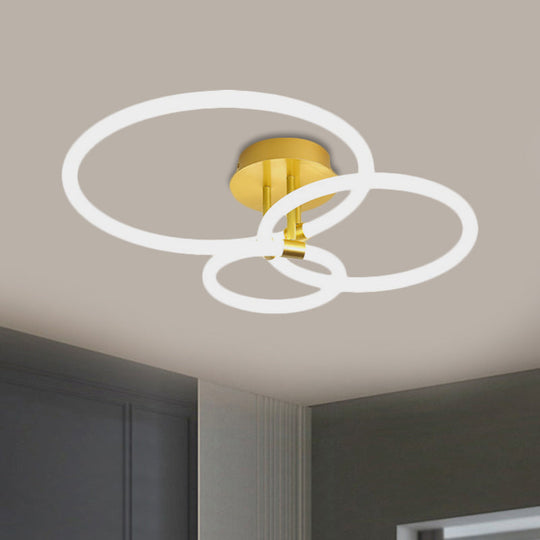 Sleek Acrylic Circle Led Ceiling Light In Warm/White - Modern Semi Flush Mount 23’/34.5’ Wide