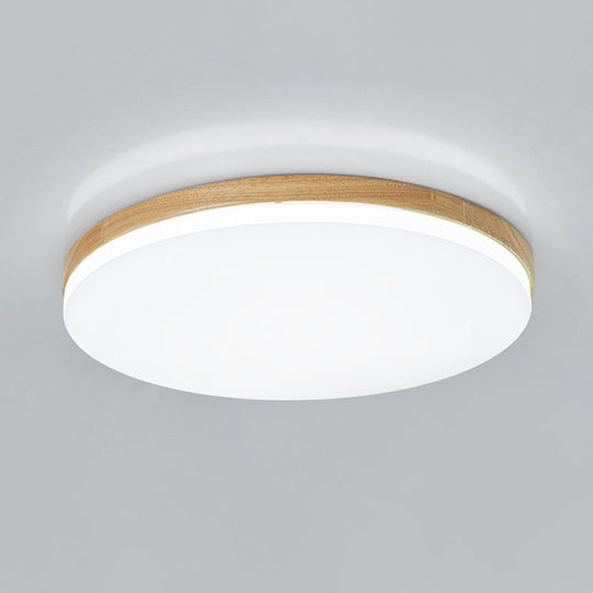 Minimalistic Led Flush Mount Bedroom Light In Beige With Circular Acrylic Shade 10’/15’/19’ W