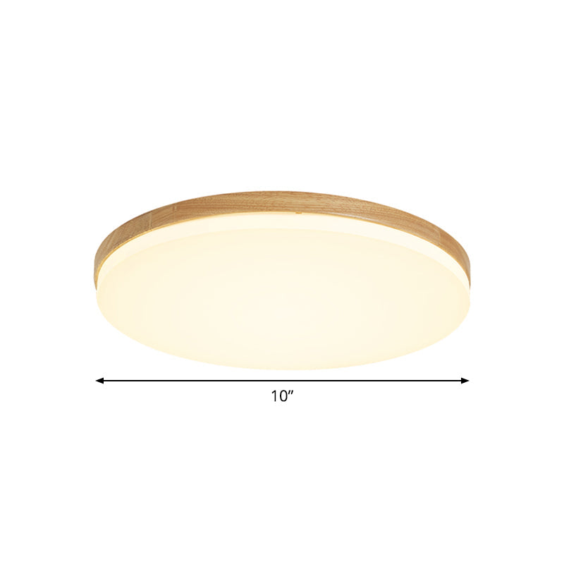 Minimalistic Led Flush Mount Bedroom Light In Beige With Circular Acrylic Shade 10’/15’/19’ W
