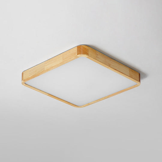 Modern Led Flush Mount Fixture - Beige Square Ceiling Light With Acrylic Shade Warm/White Available