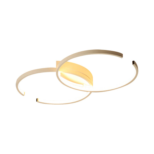 Minimalistic Black/White Acrylic Double - C Close To Ceiling Led Lamp With Warm/White Light