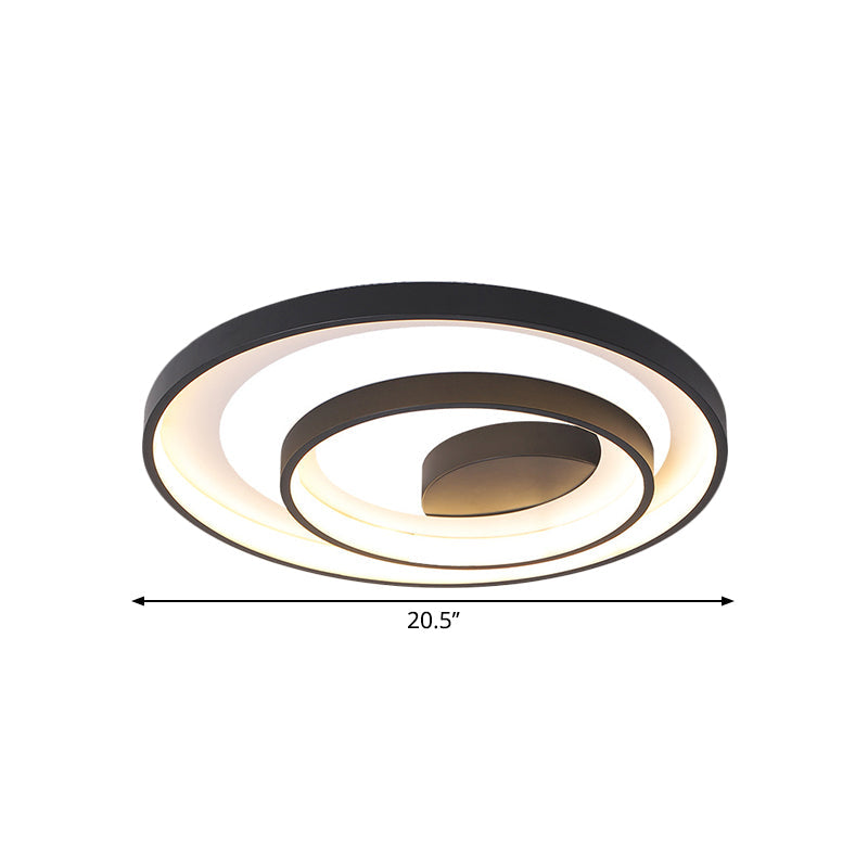 Circle Ceiling Lamp - Metallic Flush Mount Lighting In Black With Warm/White Led Light