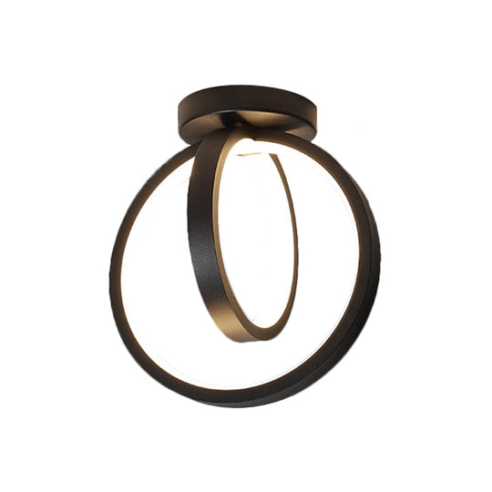 Minimalist Led Flush Mount Light For Hallways - Circular Black/Gold Warm/White