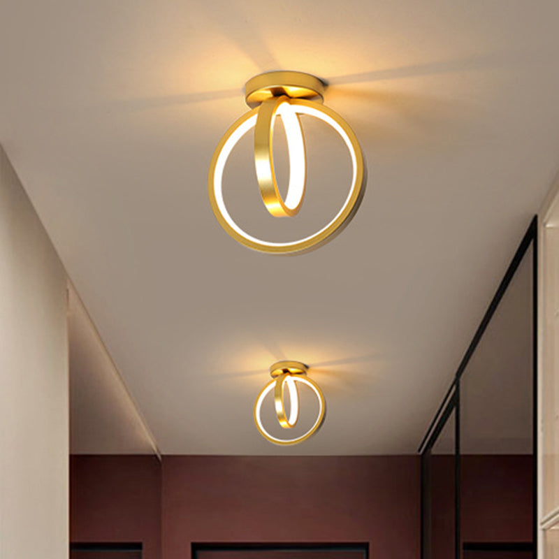 Minimalist Led Flush Mount Light For Hallways - Circular Black/Gold Warm/White