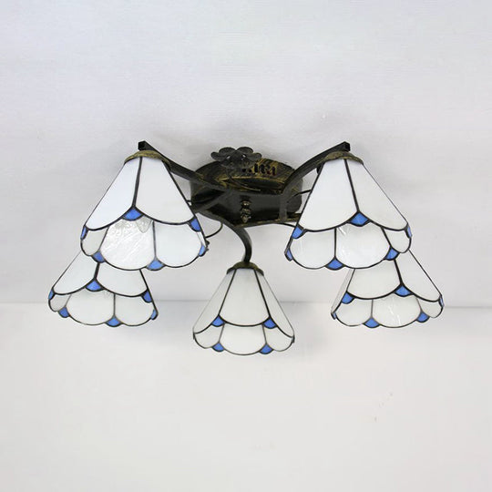 Antique Bronze Loft Cone Semi Flush Mount Light With White Glass - Perfect For Your Bedroom