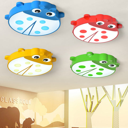 Ladybug Cartoon Ceiling Light: Acrylic & Metal Mount For Kindergarten