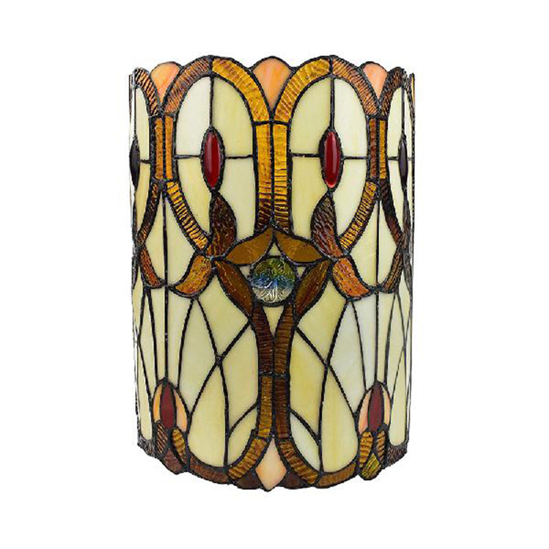 Victorian Style Stained Glass Wall Sconce 1-Light - Brown Perfect For Bedroom