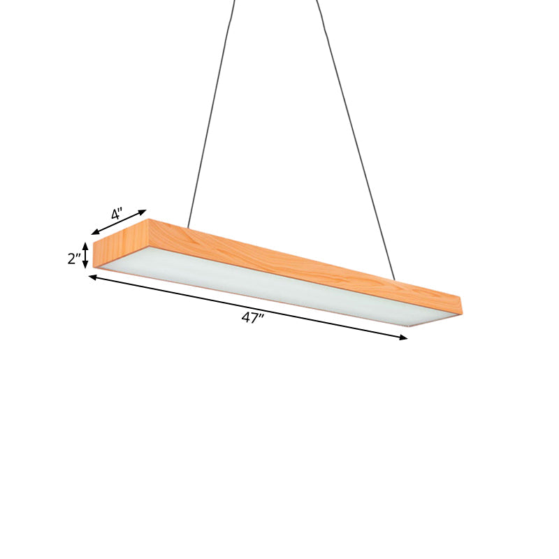 Minimal Rectangular Wooden Led Pendant Lamp - 4/8/12 Wide Beige Office Ceiling Hanging Light (A/B)