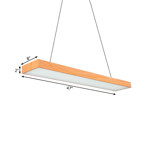 Minimal Rectangular Wooden Led Pendant Lamp - 4/8/12 Wide Beige Office Ceiling Hanging Light (A/B)