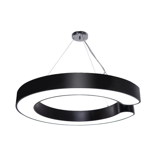 Minimalist Metal Led C-Shaped Hanging Pendant Lamp - 19.5/23.5/31.5 Width (White/Black