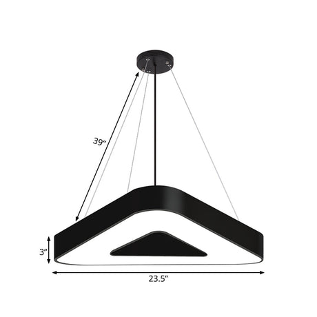Modern Triangle Pendant Lamp With Led Lighting For Offices - Available In White Or Black Finish
