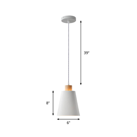 Modern Bucket Pendant Lamp In Metallic White Finish - Stylish Hanging Light For Hallway With