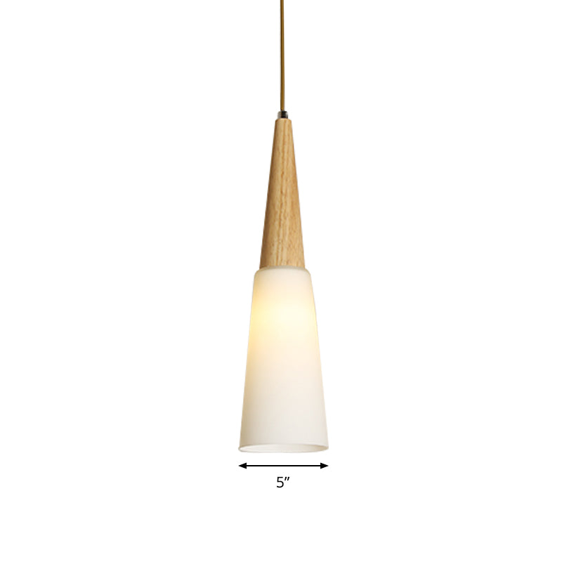 Opal Glass Slim Cone Pendant Light In White - Simple Style For Corridor/Hanging Lamp