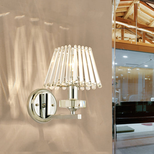 Modern Pyramid Crystal Wall Light With Chrome Finish For Living Room Décor