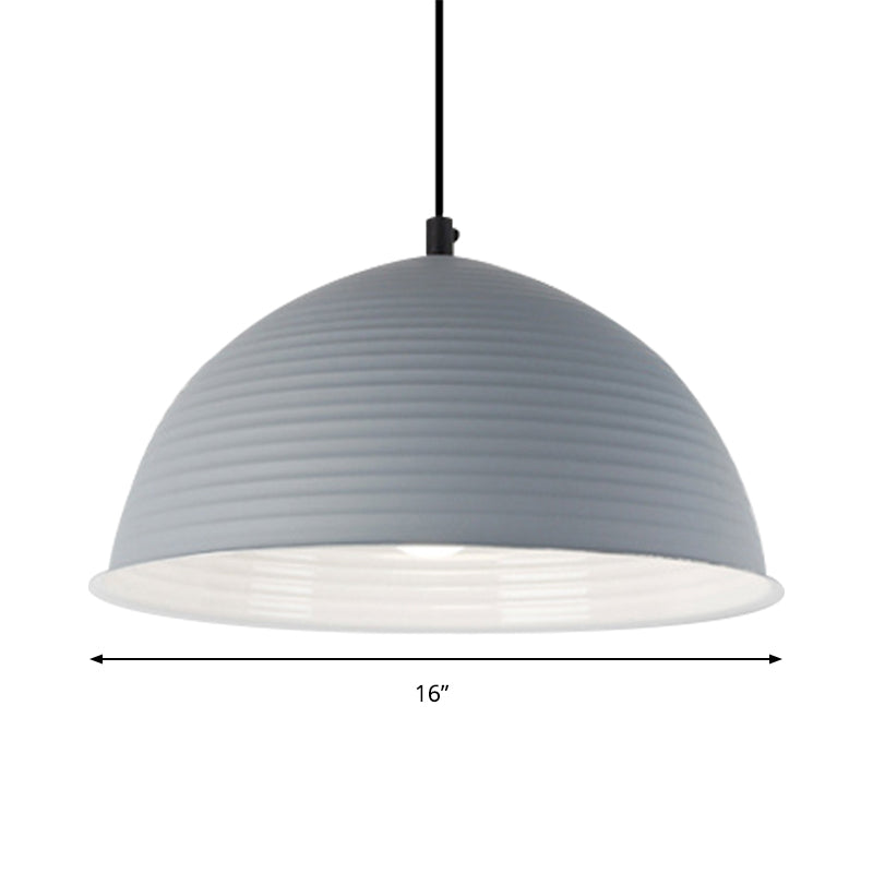Cafe Store Ridged Domed Pendant Light - Aluminum 12/16 1 Nordic Style Suspension Lamp