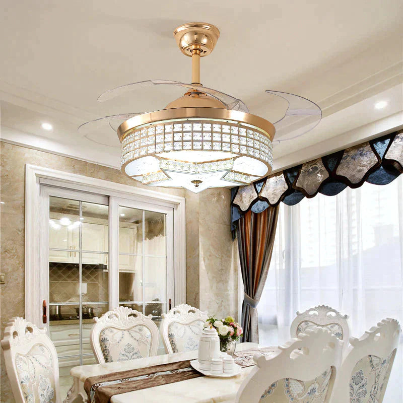 Led Modern Alloy Crystal Acrylic Ceiling Fan.led Lamp.led Light.ceiling Lights.led Lamp For Foyer