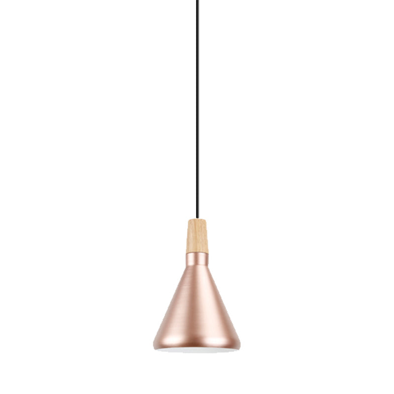 Modern Rose Gold Pyramid Pendant Lamp For Study Room