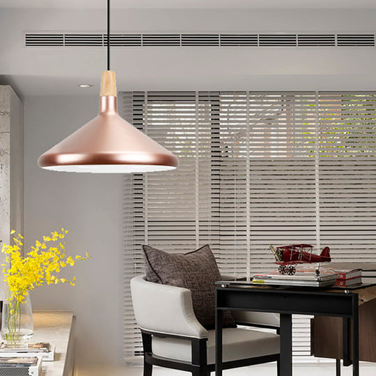 Modern Rose Gold Pyramid Pendant Lamp For Study Room / 15’