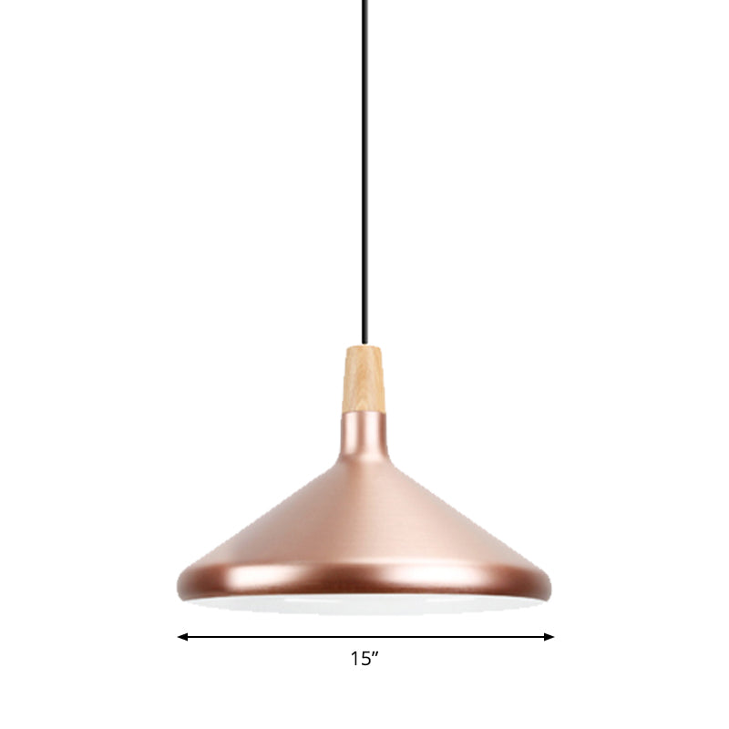 Modern Rose Gold Pyramid Pendant Lamp - Aluminum Hanging Light For Study Room