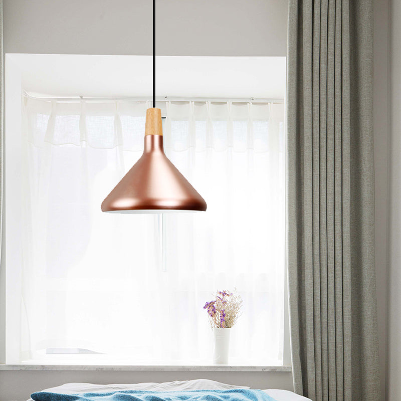 Modern Rose Gold Pyramid Pendant Lamp - Aluminum Hanging Light For Study Room / 10.5