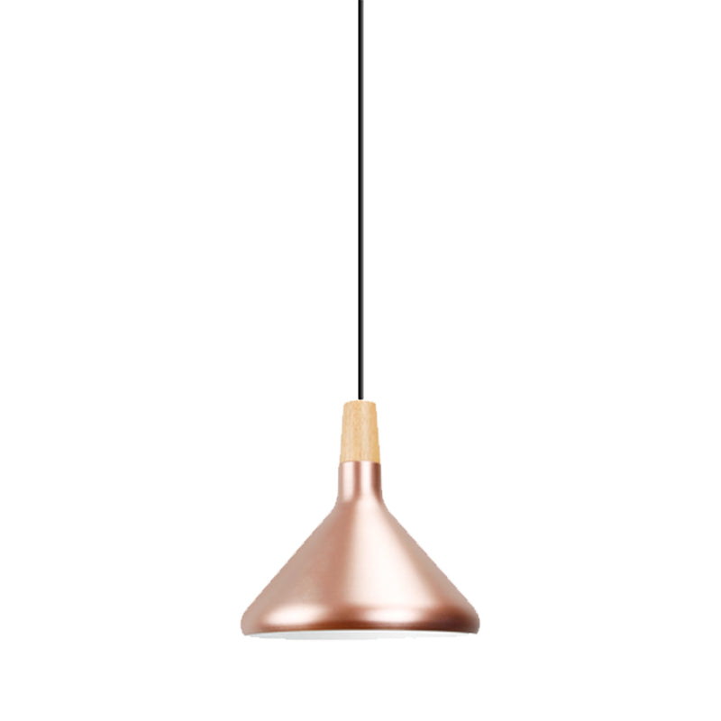 Modern Rose Gold Pyramid Pendant Lamp - Aluminum Hanging Light For Study Room