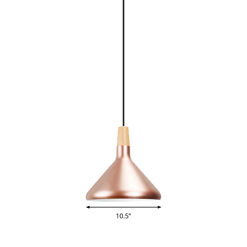 Modern Rose Gold Pyramid Pendant Lamp For Study Room