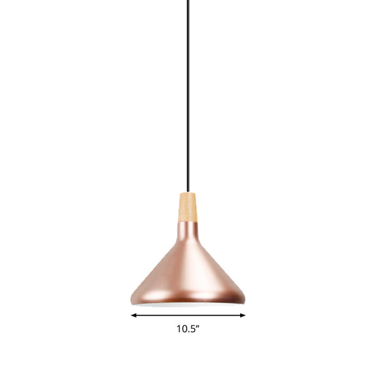 Modern Rose Gold Pyramid Pendant Lamp For Study Room