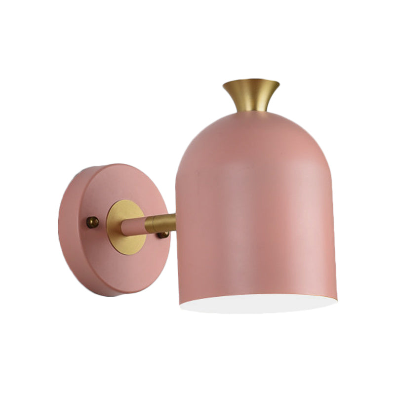 Nordic Stylish Sconce Light: Cup Shade Dining Room Wall Lamp With Macaron Color - Metal 1 Bulb