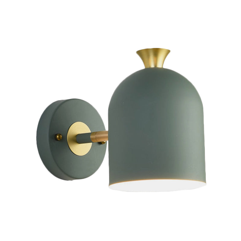 Nordic Stylish Sconce Light: Cup Shade Dining Room Wall Lamp With Macaron Color - Metal 1 Bulb