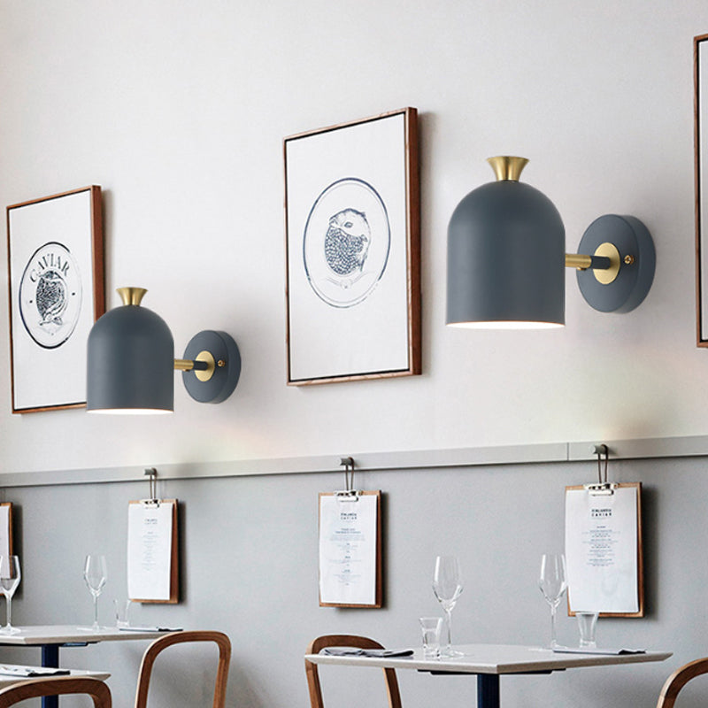 Nordic Stylish Sconce Light: Cup Shade Dining Room Wall Lamp With Macaron Color - Metal 1 Bulb