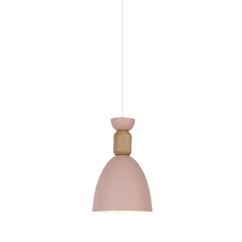 Macaron Dining Room Suspended Light Fixture With Metal And Wood Accents