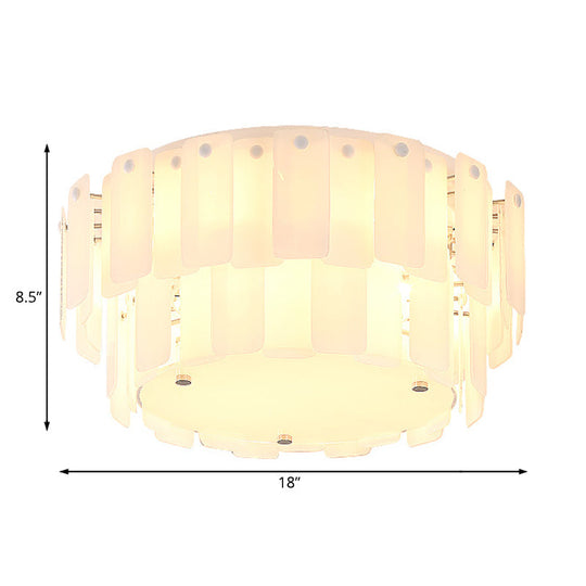 Contemporary 2 - Tier White Glass Flush Mount Lamp - Multi Lights & Stylish Fixture For Living Room