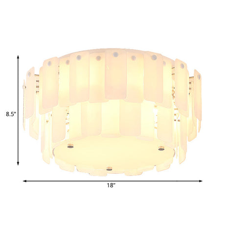 Contemporary 2-Tier White Glass Flush Mount Lamp - Multi Lights & Stylish Fixture For Living Room
