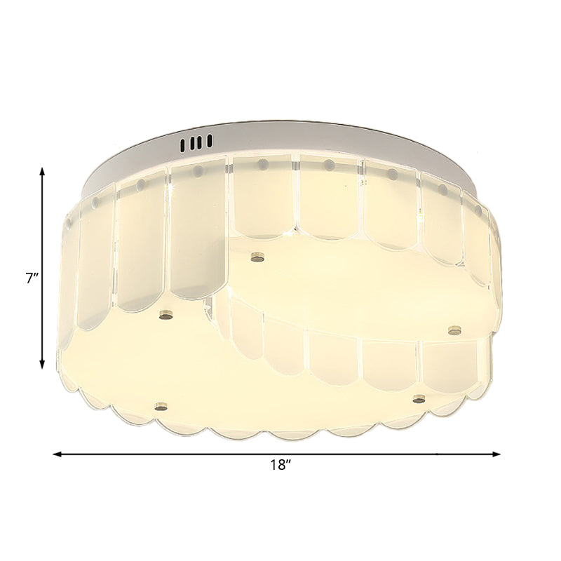 Modern Drum Flush Mount With Multi White Glass Lights For Living Room Ceiling