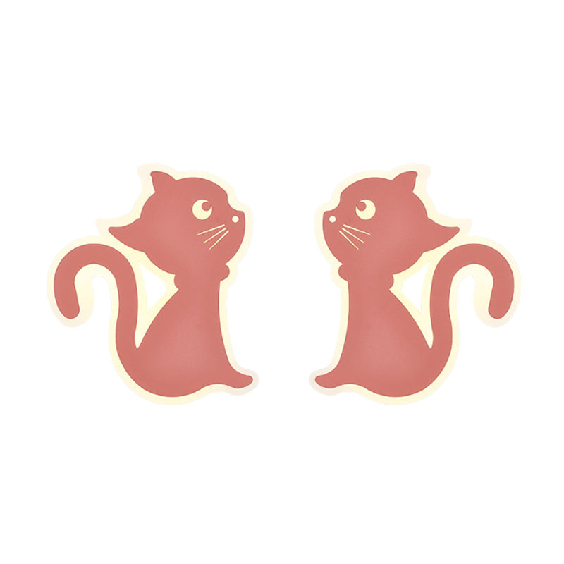 Sleek Metal Kitten Wall Light - Vibrant Macaron Colors For Bedroom Or Kindergarten